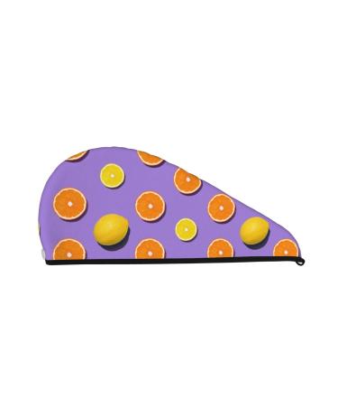 Yellow Lemon and Orange Microfiber Hair Towel Soft Super Absorbent Hair Towel Wrap for Women Coral Velvet Quick Dry Hair Cap for Long Curly and Thick Hair