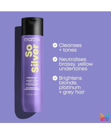 Matrix Total Results So Silver Purple Shampoo 10.1oz - Neutralizes Yellow Tones, Tones Blonde & Silver Hair - Color Depositing Shampoo for Color Treated Hair - Buy Online on GoSupps.com