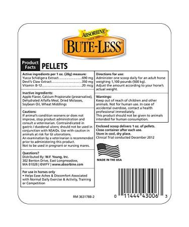 Bute-Less Comfort & Recovery Supplement Pellets | 80 Day Supply for Horses - Buy Online on GoSupps.com
