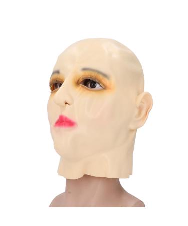 Latex Women Face Cover Cosplay Novelty Party Prop Costume Latex Female Head Cover with Makeup for Role Play Party Supplies for Stage Performances Birthday Parties
