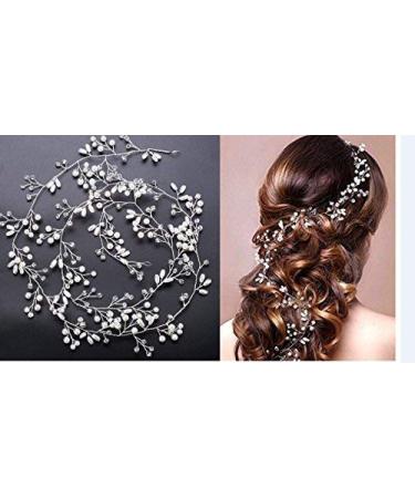 TQsuen Bride Wedding Crystal Hair Vine - 20 Pearl & Crystal Bridal Headband - Buy Online on GoSupps.com