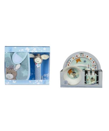 Sterntaler gift set Emmi Velcro and gripping figure age: from 0 months light blue/multicolored & multicolored EMMI plate bowl cup of Emmi 2020 Bundle with dishes set