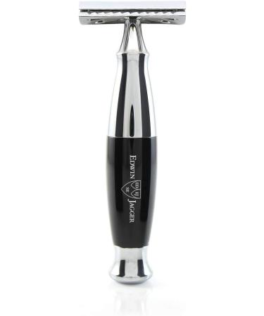 Edwin Jagger 3-Piece Safety Razor Set - Black Synthetic Brush & Chrome Stand | Premium Shaving Kit for a Smooth Finish - Buy Online on GoSupps.com