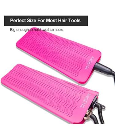 ANGENIL Silicone Mat Pouch for Professional Hair Straightener/Curling Iron 2 in 1 Titanium Ceramic Flat Iron/Curling Wand Pink - Buy Online on GoSupps.com