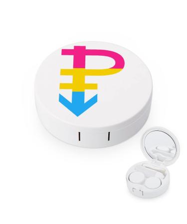 Pansexual Pride Rainbow Flag Round Case For Contact Lens Kit Storage Box with Mirror Printed