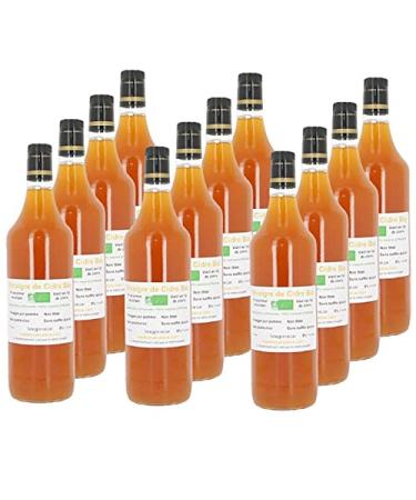 Set of 12 bottles of organic unpasteurized cider vinegar aged in oak barrels 1L - Made in Calvados