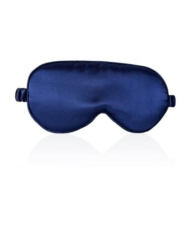 ECHOLLY Sleep Eye Mask-Perfect Light Blockout Comfort Soft Eye Mask for Women Men-100% Silk Eye Mask 2 Pairs of Ear Plugs Eye Mask for Sleeping with Pouch for Travelling(Blue) Navy Blue
