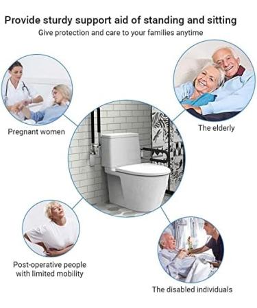 Handle Bathroom Grab Bar Flip-up Screw-in Toilet Safety Handrail Rail Hand Grip Armrest erly Disabled 23.62 * 2.36 * 7.87in - Buy Online on GoSupps.com