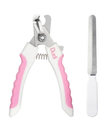 Dudi pet claw scissors for dogs cats - also for rabbits rabbits & guinea pigs - with safety mechanism - nail scissors set with claw grinder - white pink - large large white/pink