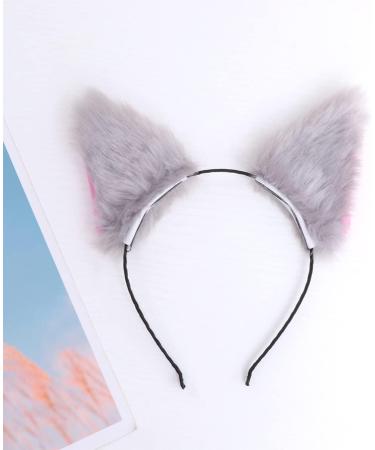 Healeved Plush Ear Hair Cartoon Stuffed Headband Headdress Hair Accessory for Women Girls Party Grey - Buy Online on GoSupps.com