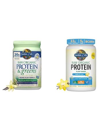 Garden of Life Raw Organic Protein & Greens Vanilla & Organic Vegan Vanilla Protein Powder Vanilla + Powder 1.5 LB 20 Servings (Pack of 1)