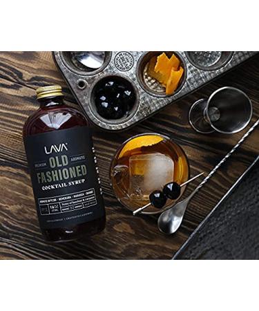 LAVA Premium Aromatic Old Fashioned Cocktail Mixer 16oz - Makes 32 Cocktails - Cocktail Syrup with Aromatic Bitters, Demerara, Marasca Cherry, Orange Zest, Hazelnut, Cinnamon - Just Add Whiskey 16 Fl Oz - Buy Online on GoSupps.com