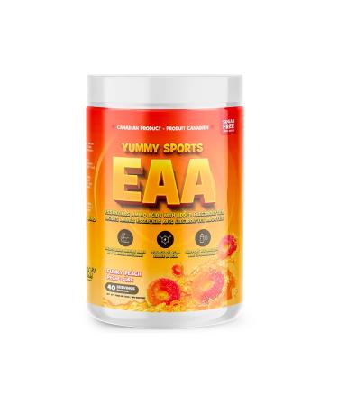 Yummy Sports EAA Supplement Powder Pre Workout Powder - Keto-Friendly Gluten-Free Sports Nutrition Pre-Workout Powder for Men & Woman - 360g 40 Servings - Funky Peach
