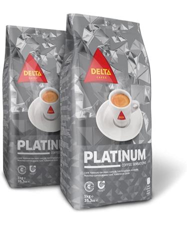 Delta Caf s - Coffee Beans Platinum - 2 packages of 1 kg - intensity 8 - full -bodied Arabica roasting coffee bean mixture - very aromatic with notes of ripe fruits
