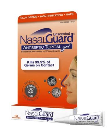 NasalGuard Antiseptic Topical Gel UNSCENTED  Kills 99.9% of Viruses and Germs on Contact. Patented Positive Ion Technology. Non-irritating and Safe for Daily use - Over 150 Applications Per Tube