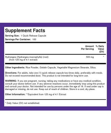 Piping Rock Hydrangea Root Capsules 500mg - 100ct Concentrated Extract Supplement | Non-GMO & Gluten Free - Buy Online on GoSupps.com