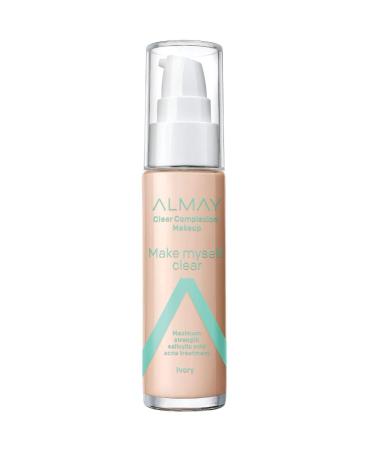 Foundation by Almay  Acne Face Makeup with Salicylic Acid  Face Makeup with Skincare Ingredients  Matte Finish  Hypoallergenic  Cruelty Free  Dermatologist Tested Foundation  100 Ivory  1 Oz 1 Ounce (Pack of 1) 100 Ivory
