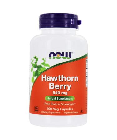 NOW Hawthorn Berry 540mg, 100 Veg Capsules (Pack of 4)