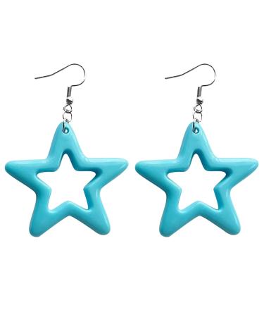 Feylie earrings fashion dangling earrings small creoles simple hollow acrylic star pendant earrings statement jewelry for women girls blue