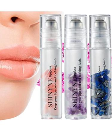 Hoddl Shinyne Natural Crystal Moisturizing Lush Lip Gloss Lips Plumping Shinyne Natural Crystal Lip Gloss Diamond Lip Plumper Gloss Roll On Lip Gloss (3pcs)