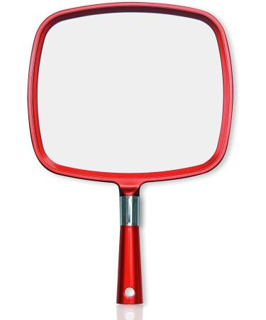 MIRRORVANA Large Hand Mirror for Women with Comfy Handle - Premium Sparkling Red Model (1-Pack) 1-Pack (Red)