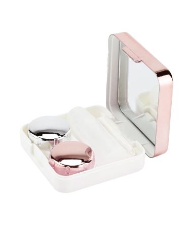 Contact Lens Case Reflective Cover Contact Lens Case Set Cute Lovely Travel Kit Box(Light Pink)