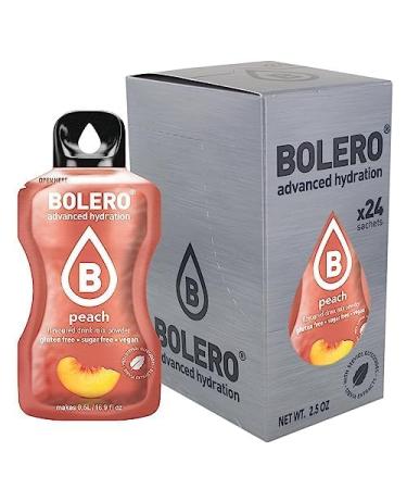 Bolero PEACH 24x3g | Sugar Free Powdered Juice Sweetened with Stevia + Vitamin C | for Kids & Sports | Gluten Free, Vegan | P