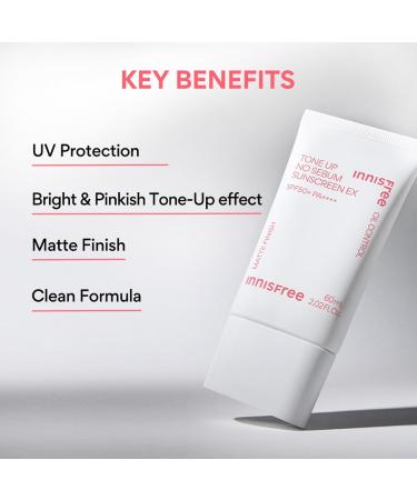 INNISFREE Tone Up No Sebum Sunscreen EX SPF50+ PA++++ 60ml - Lightweight Long-Lasting UV Protection | Shop Internationally - Buy Online on GoSupps.com
