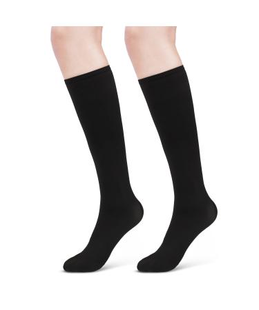 ACWOO Compression Socks for Women & Men 1 Pairs Black Breathable Thin Compression Stockings Flight Socks Running Socks for Calf & Ankle Support Sports Fly Maternity Pregnancy Nurses Travel One Size Black-1 Pairs
