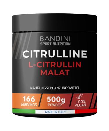 Bandini L-Citrullin Malat 2: 1 500g powder |3G Citrulline Malate per dose |High quality vegetable citrullin |Pre Workout Supplement - for muscle building |High dose vegan tasteless - Buy Online on GoSupps.com