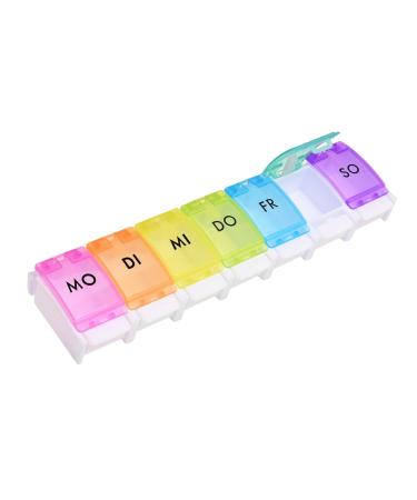 Jsdoin pill box 7 days pill box 7 compartments rainbow pill box medicine box easy to open rainbow German
