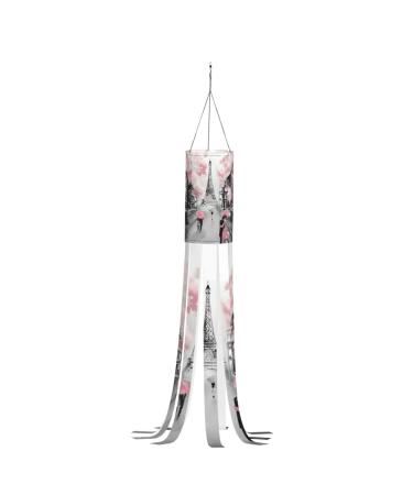 Paris Street Eiffel Tower Pinkish Floral Holiday Hair Dryer Small Size wear-Resistant Oxford Cloth Light and Elegant Sun-Resistant and rain-Resistant Halloween Decoration