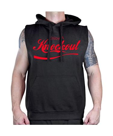 Enjoy A Knockout Men's Workout Fleece Vest Hoodie Black Sleeveless 4X-Large