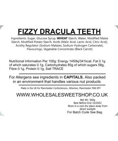 Ellies Jellies Fizzy Dracula Teeth - 500g Bag-Sugar Coated Dracula Teeth- Pink and White Jellies - Buy Online on GoSupps.com