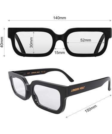 London Mole Eyewear | Icy Blue Light Blocking Glasses - Square/Rectangular Style | Anti-Eye Load for Screens | Unisex Matt Black with Feder Hinges - Buy Online on GoSupps.com