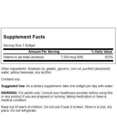 Swanson Beta-Carotene 25000 IU (7500 mcg) 100 Softgels - Pack of 3 - Buy Online on GoSupps.com