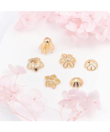 BENECREAT 60PCS Mixed Size 18K Gold Plated Flower Bead Caps - Tibetan Style End Caps for Jewelry Making - Buy Online on GoSupps.com
