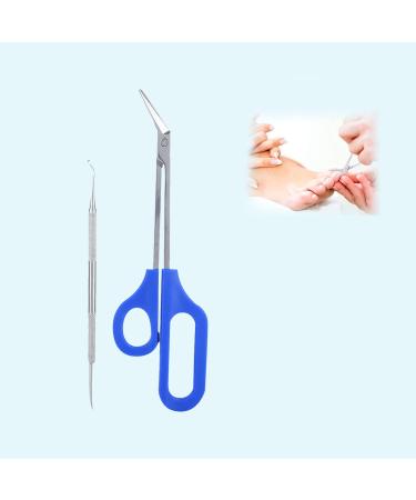 Long Handled Toenail Scissors Clippers Nail Scissors and Clippers Stainless Steel Pedicure Nail Tool Set Long Handle Toenail Scissors + Nails File for Thick Toe Nails