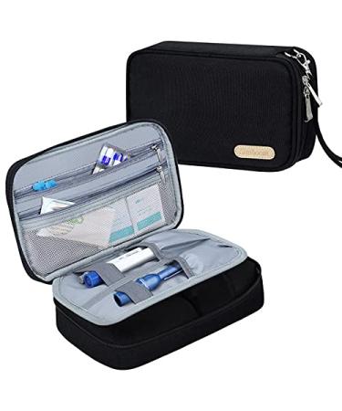 Simboom Diabetic Travel Bag Insulin Travel Bag for Glucose Meter Insulin Vials and Other Diabetic Supplies (Bag Only) - Black