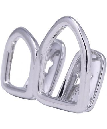 Hip Hop Hollow Open Face Double Tooth Teeth Caps Teeth Cover Punk Grills Tooth Cap Cosplay Party Rapper Jewelry Teeth Decor silver - Buy Online on GoSupps.com
