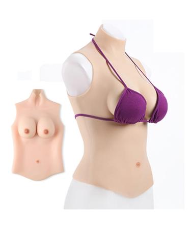 Knobco Half -length high collar realistic silicone breast shapes fake breast breasts Suitable for mastectomy prosthesis christmas halloween cosplay (color: white skin size: d 2000g) d 2000g white skin