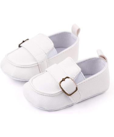 MASOCIO Baby Boys Moccasin Shoes | Soft Sole Anti-Slip Flats for Infant First Walking | 0-6 Months (White) - Buy Online on GoSupps.com
