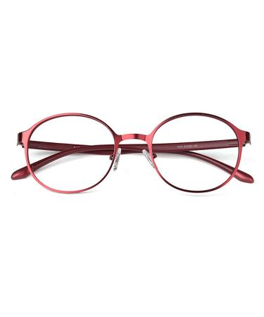 Retro Round Reading Glasses for Women Blue Light Blocking Eyeglasses Alloy Frame Fashion Computer Reader 2.0 Red