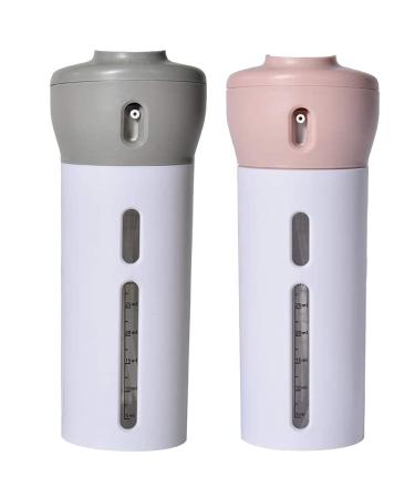 2 Pack Travel Dispenser, CHIVENIDO 4 in 1 Lotion Shampoo Gel Travel Dispenser Shower Bottles Refillable Travel Bottles (Pink+Gray)