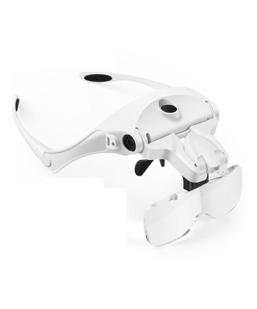 Magnifying Glass Lamp Magnifying Glasses Rechargeable LED Light Lamp Head Loupe Headband Magnifier Eyewear Glasses Tool Repair Reading Magnifier Flexible Gooseneck Arm