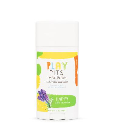 PLAY PITS - Natural Kids Deodorant - Safe for Girls and Boys w/Sensitive Skin of All Ages - Aluminum Free - HAPPY Scent - Infused w/Lavender Essential Oils - Shea Butter & Candelilla - 2.65 fl.oz