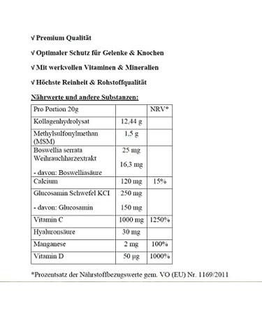 SFD Collagen Premium Complex Powder Food Supplement - Collagen MSM Vitamin C Hyaluron Protein - Protects Joints Cartilage Improves Skin Appearance Hair Nails 400g - Buy Online on GoSupps.com