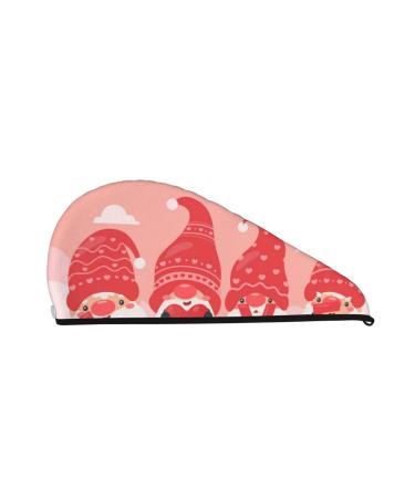 Gnomes Hold The Letters LOVE Microfiber Hair Towel Soft Super Absorbent Hair Towel Wrap for Women Coral Velvet Quick Dry Hair Cap for Long Curly and Thick Hair