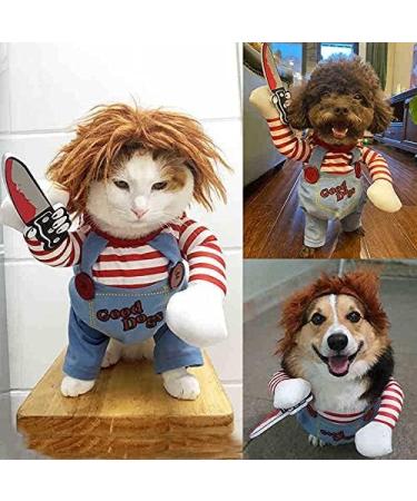 Chucky Dog Costume with Wig & Knife - Funny Halloween Cosplay for Dogs (Large) - Buy Online on GoSupps.com