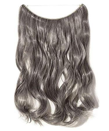Buy Hair Part Extensions - Wavy 50cm Invisible Wire Dark Brown & Silver Gray Hair Extensions - 90g for Effortless Style - Buy Online on GoSupps.com